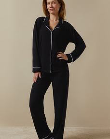 Langärmliges gestreiftes Pyjama-Oberteil