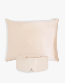Pink Silk Sleeping Eye Mask and Pink Silk Pillowcase