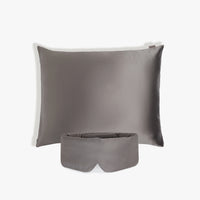 Gray Silk Sleeping Eye Mask and Gray Silk Pillowcase
