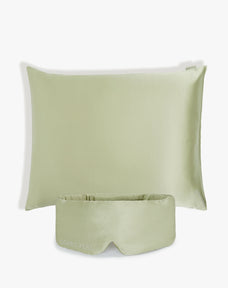 Green Silk Sleeping Eye Mask and Green Silk Pillowcase