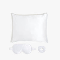 Skin Recovering™ Sleep Bundle with Pillowcase. Eye Mask and Scrunchie from Dore and Rose in the color White
