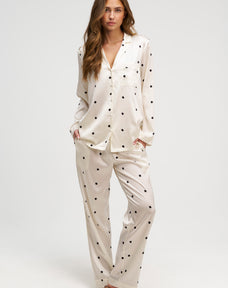 Long Premium Silk PJ Set - Polkadot