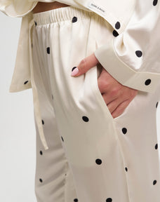 Long Premium Silk PJ Set - Polkadot
