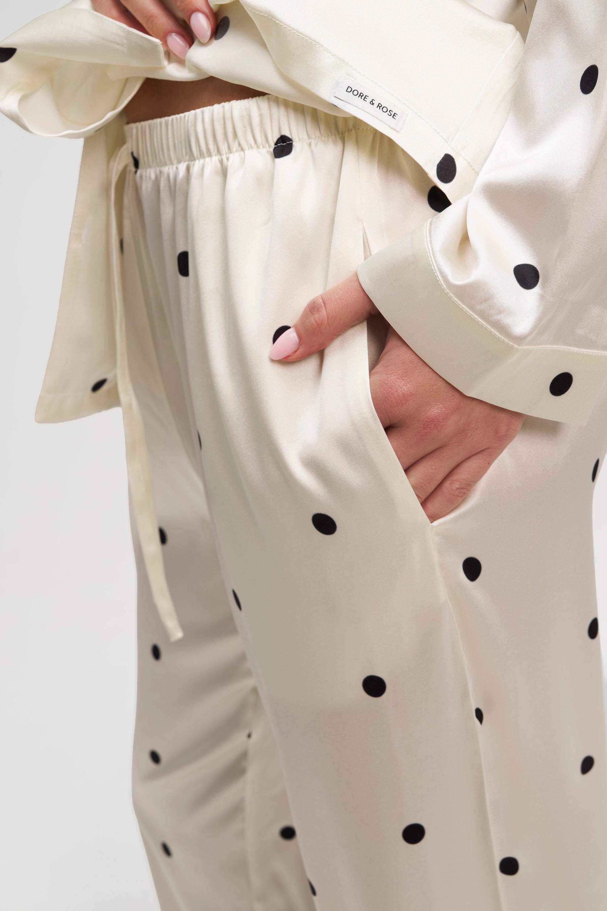 Long Premium Silk PJ Set - Polkadot