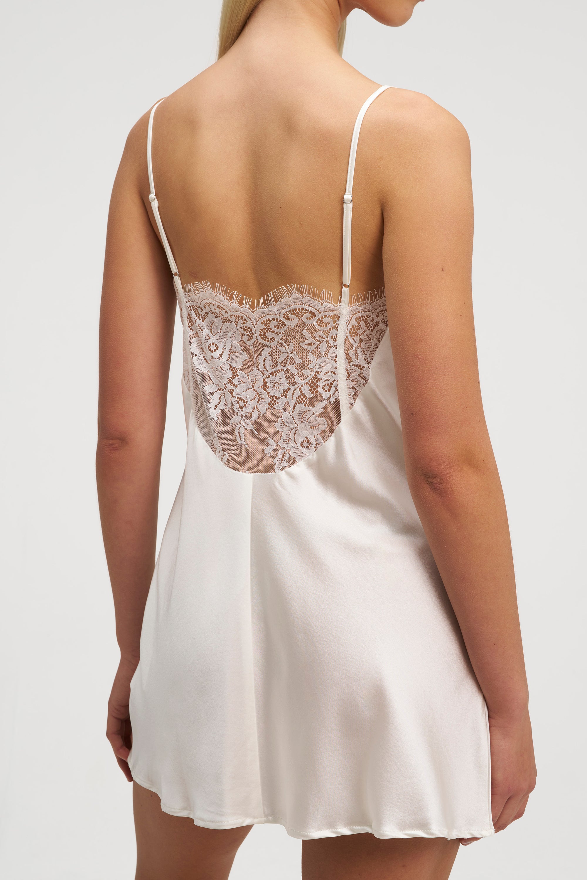 bridal satin slip dress White Satin Slip Dress with Pearl Details - Cassidy Bridal Dress