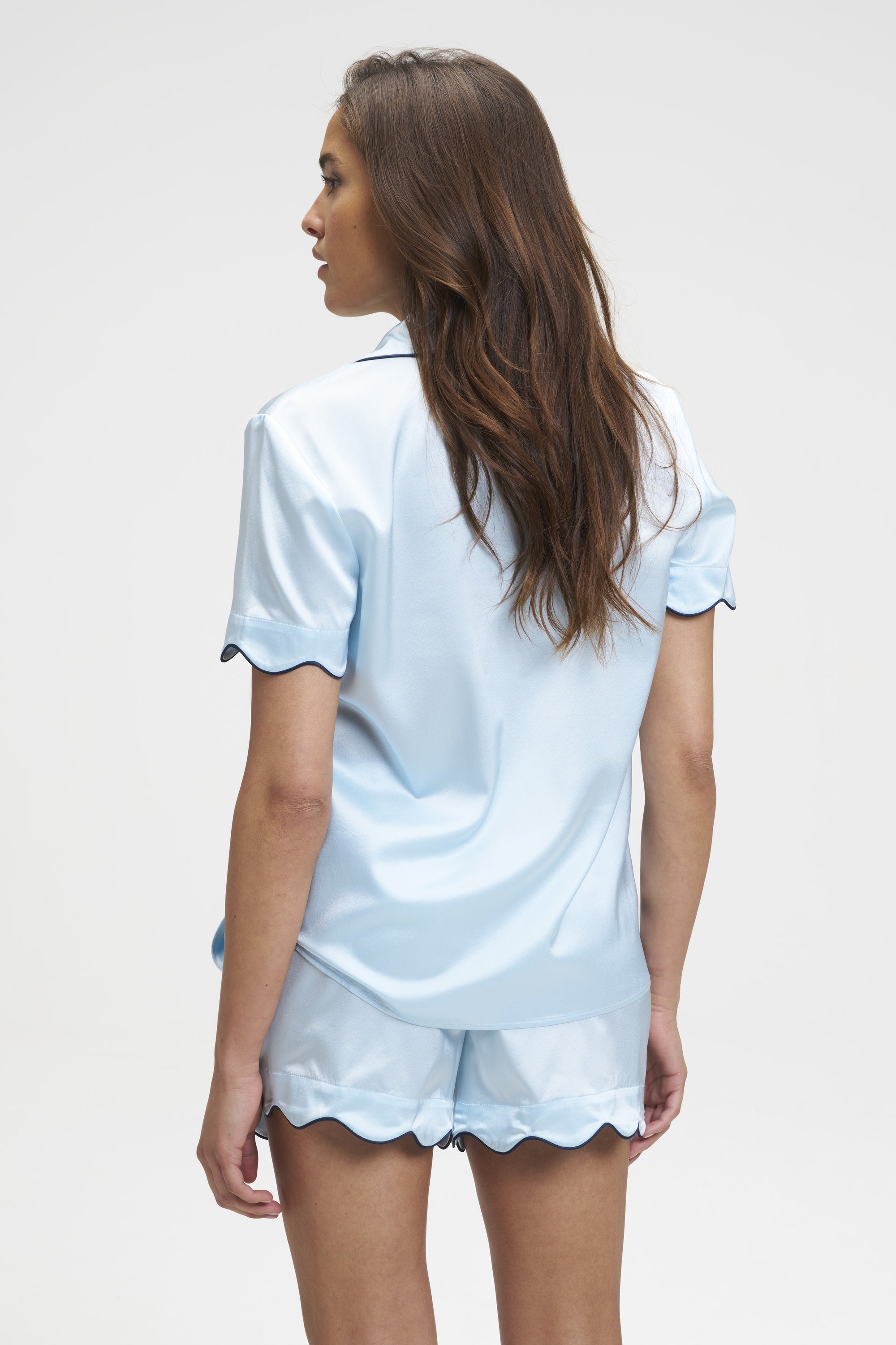 Scalloped Silk PJ Set
