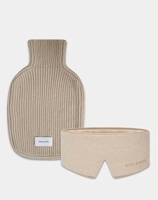 Cashmere Bundle in Beige: Deep Sleep Mask and Hot Water Bottle
