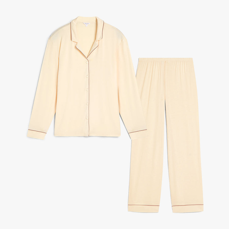 Långärmat Modal PJ-set - Beige