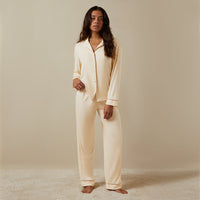 Långärmat Modal PJ-set - Beige