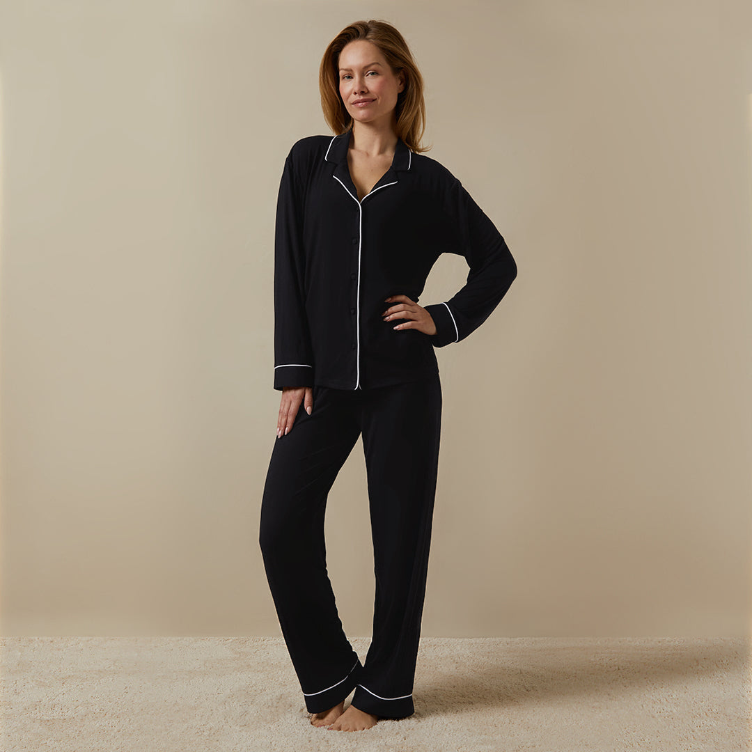 Long Sleeve Modal PJ Set - Black