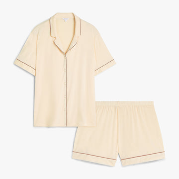 Langärmeliges Modal-PJ-Set - Beige