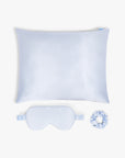 Skin Recovering™ Sleep Bundle with Pillowcase, Eye Mask and Scrunchie from Dore and Rose in the color Blue and White stripes