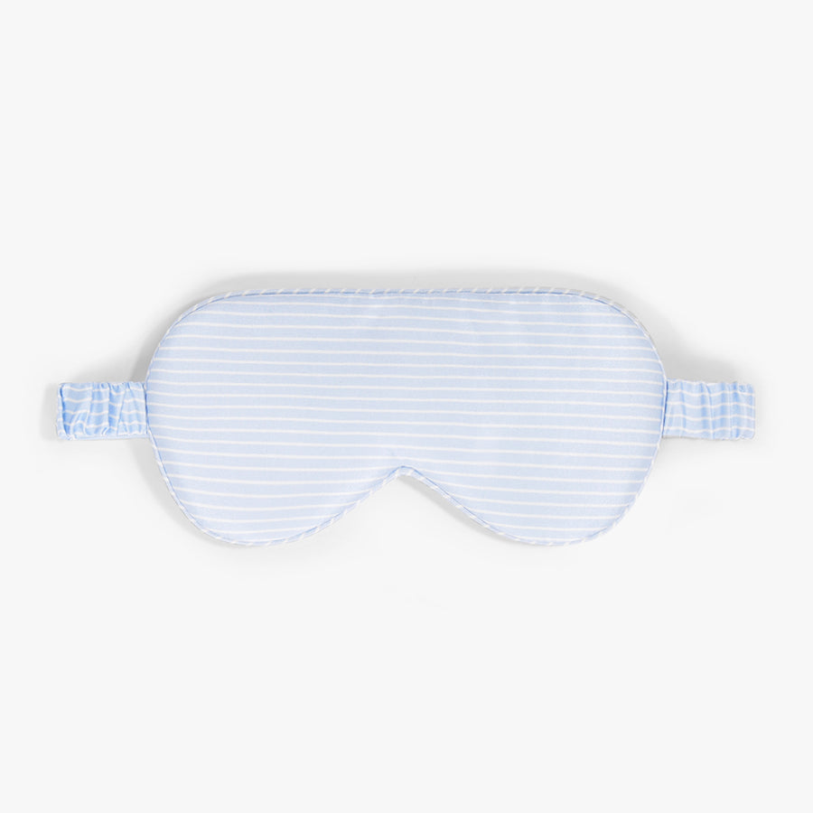 Premium Stretchable Silk Sleep Eye Mask from Dore & Rose in the color Blue and White stripes