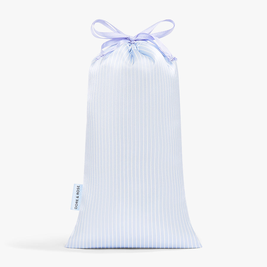 Silk pouch from Dore and Rose in Blue and White stripes