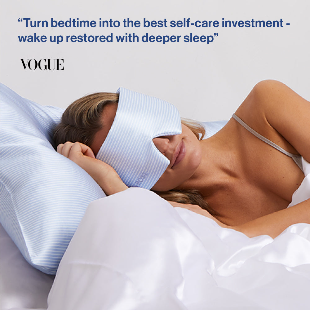 Deep Sleep Mask - Striped Blue | Luxury and Comfort | Dore and Rose – Dore & Rose