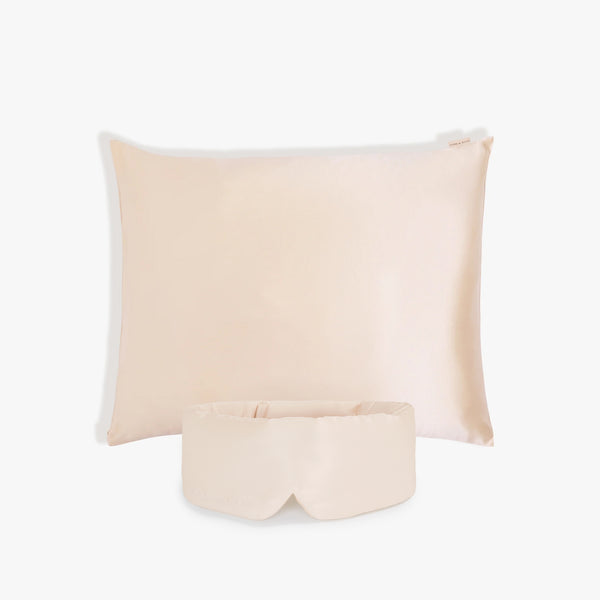 Pink Silk Sleeping Eye Mask and Pink Silk Pillowcase