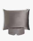 Gray Silk Sleeping Eye Mask and Gray Silk Pillowcase