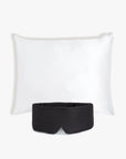 Black Silk Sleeping Eye Mask and White Silk Pillowcase
