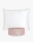 Pink Silk Sleeping Eye Mask and White Silk Pillowcase