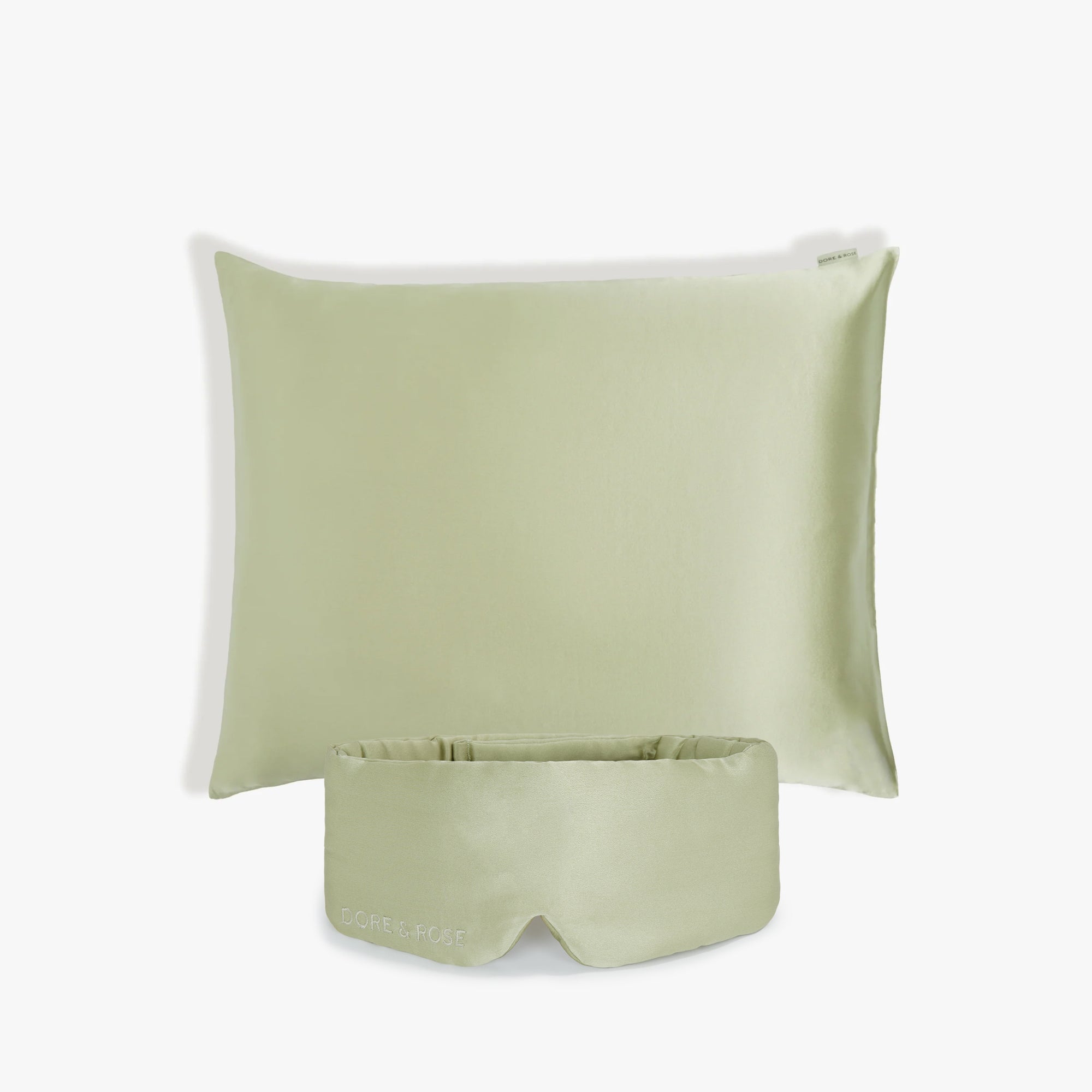 Green Silk Sleeping Eye Mask and Green Silk Pillowcase