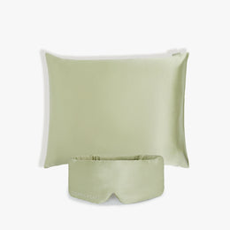 Green Silk Sleeping Eye Mask and Green Silk Pillowcase