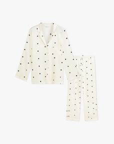 Long Premium Silk PJ Set - Polkadot