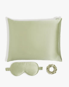 Skin Recovering™ Sleep Bundle with Pillowcase. Eye Mask and Scrunchie from Dore and Rose in the color Olive Green