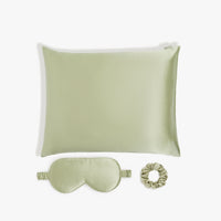 Skin Recovering™ Sleep Bundle with Pillowcase. Eye Mask and Scrunchie from Dore and Rose in the color Olive Green