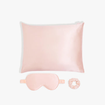 Skin Recovering™ Sleep Bundle with Pillowcase. Eye Mask and Scrunchie from Dore and Rose in the color Pink