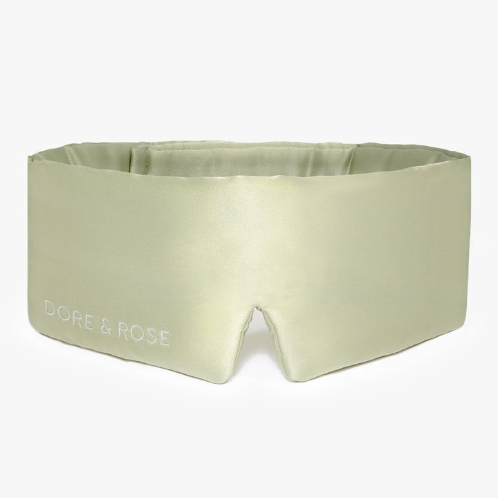 Dore and Rose Luxury Soft Silk Sleeping Eye Mask in the color olive green