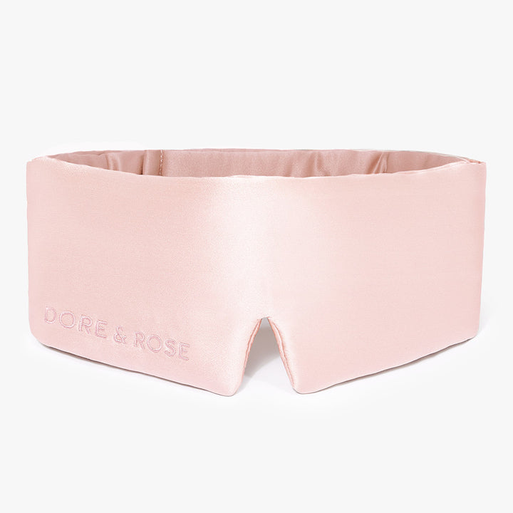 Dore and Rose Luxury Soft Silk Sleeping Eye Mask in the color Light pink