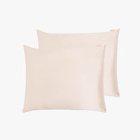 2 Beige Silk Pillowcases on top of each other