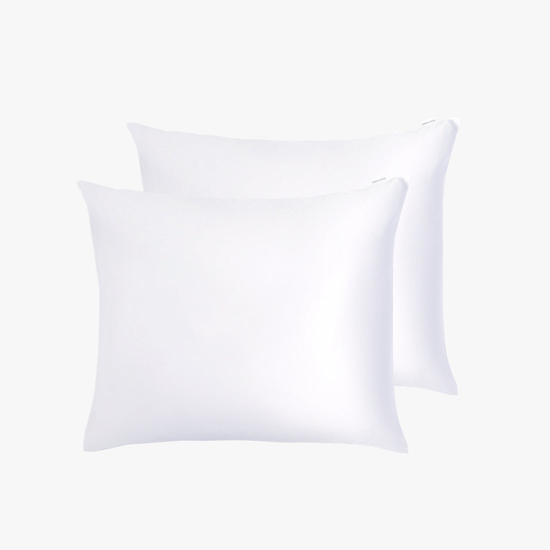 2 White Silk Pillowcases on top of each other