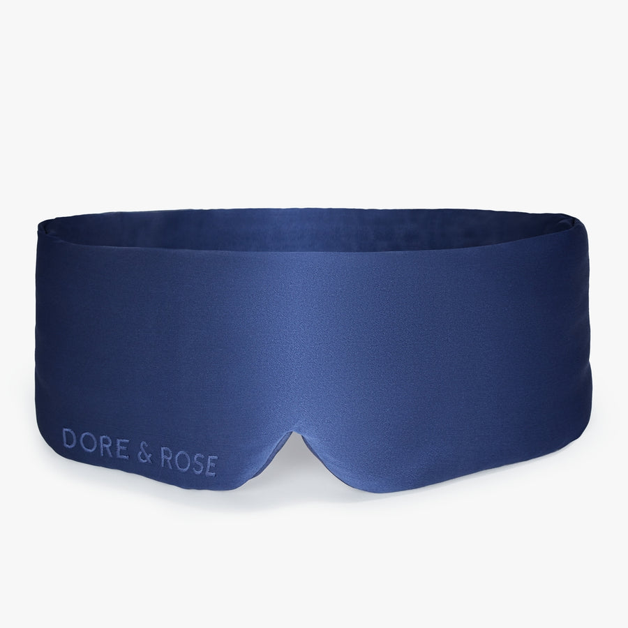 Dore and Rose Luxury Soft Silk Sleeping Eye Mask in the color Navy Blue