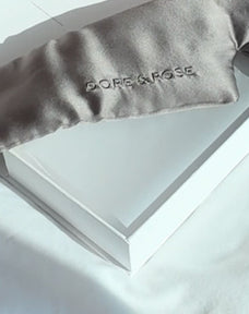 Unboxing video of the Dore and Rose Luxury Soft Silk Sleeping Eye Mask in the color Charcoal Gray