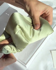 Unboxing video of the Dore and Rose Luxury Soft Silk Sleeping Eye Mask in the color Olive Green